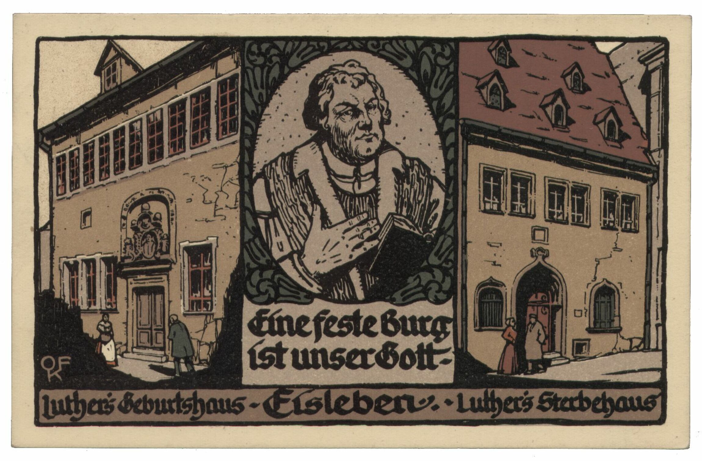 Eisleben -  Luthers Geburtshaus und Luthers SterbehausPostkarte  um 1910